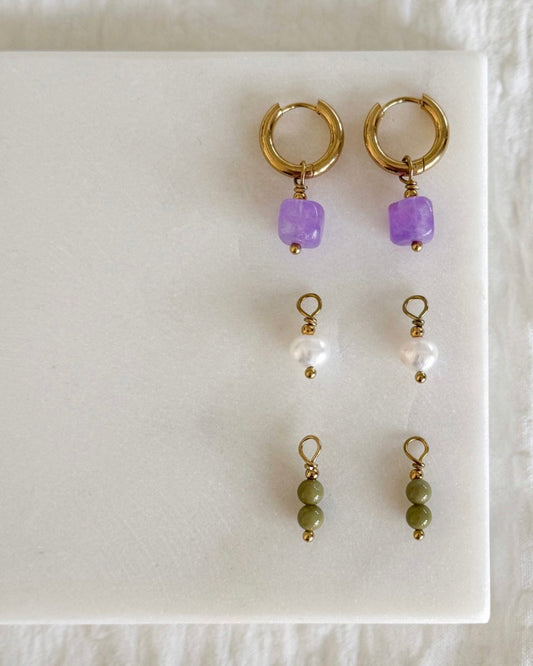 oorringen set met 3 verschillende hangers