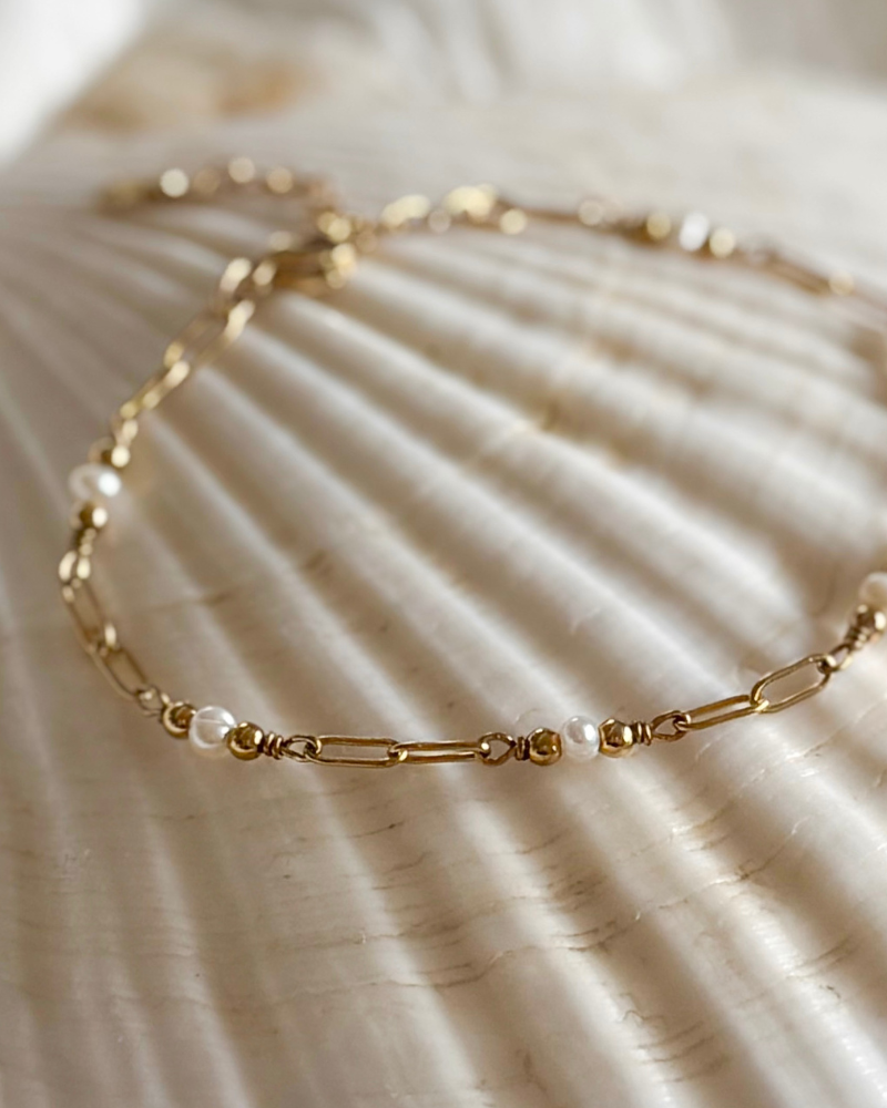 gouden armband met pareltjes stainless steel