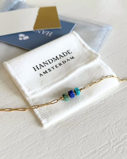 armband met 3 geboortestenen goud