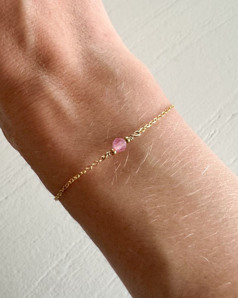 Gouden geboortesteen armband | Echte birthstone edelstenen | Stainless steel