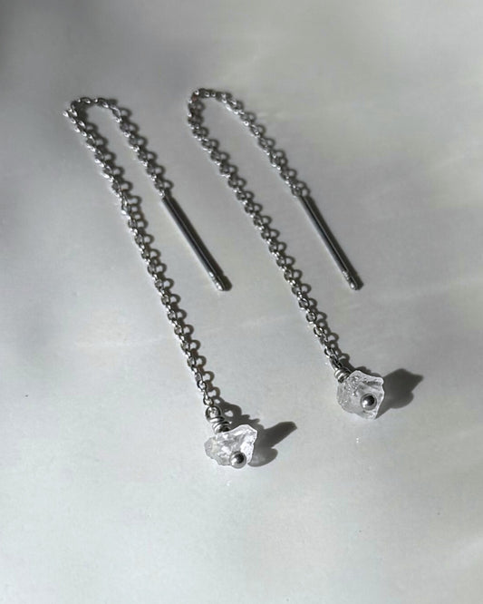 doortrek oorbellen met bergkristal zilver