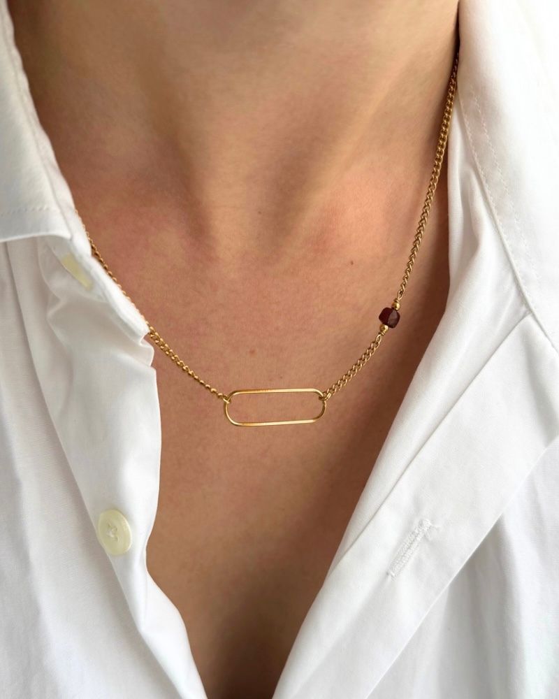 Ketting met edelsteen of parel naar keuze | Goud stainless steel