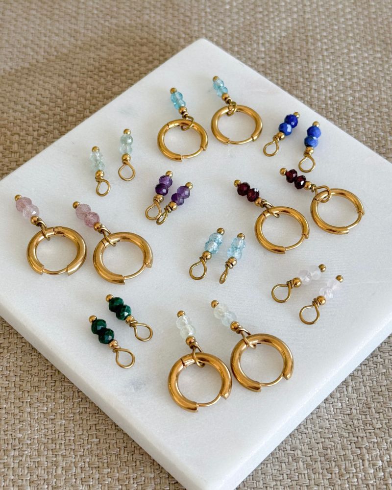 Losse hangers voor oorbellen | Goud roestvrij staal & edelstenen