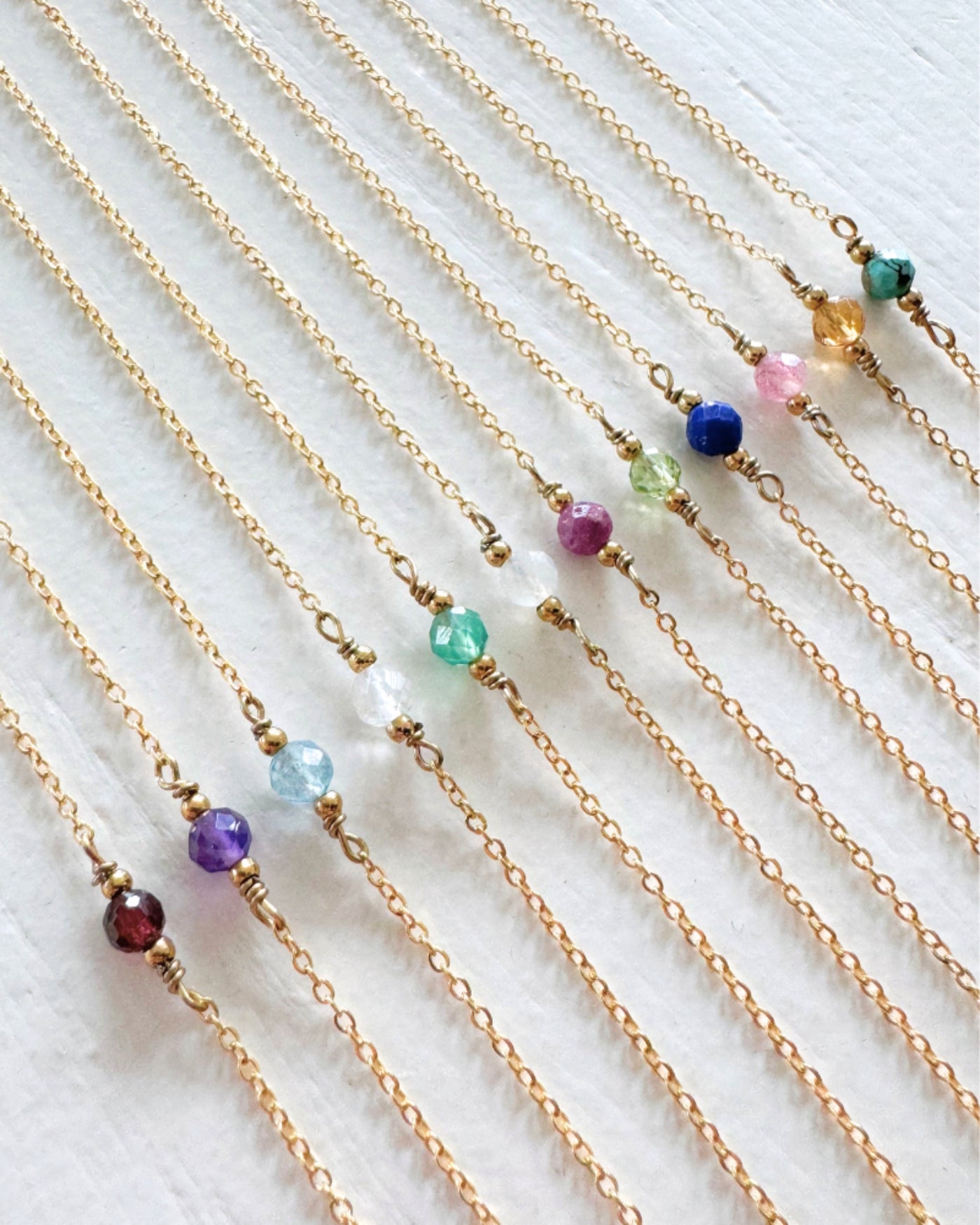 Gouden geboortesteen armband | Echte birthstone edelstenen | Stainless steel