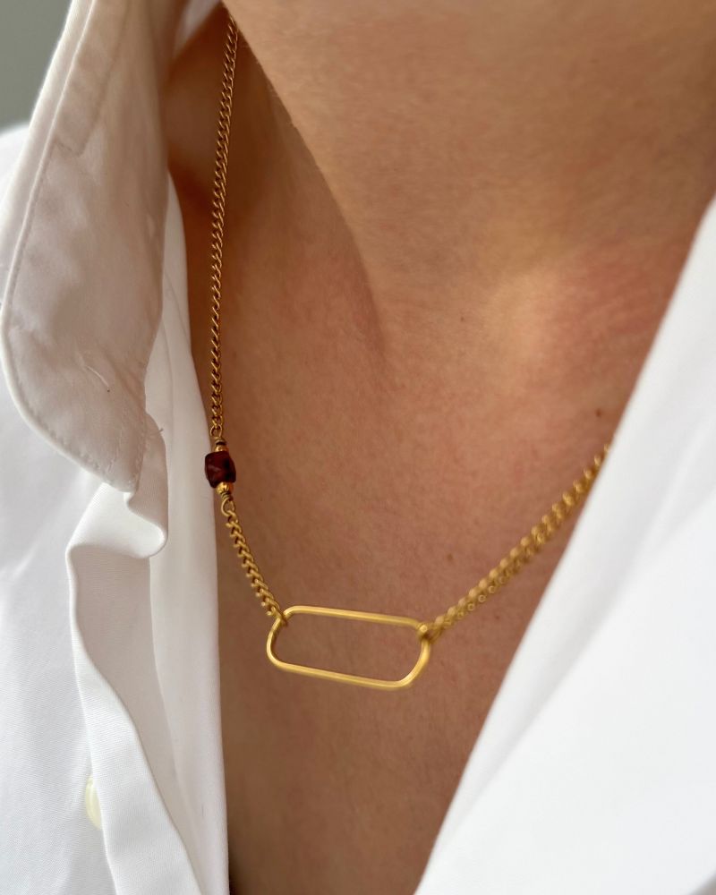 Ketting met edelsteen of parel naar keuze | Goud stainless steel