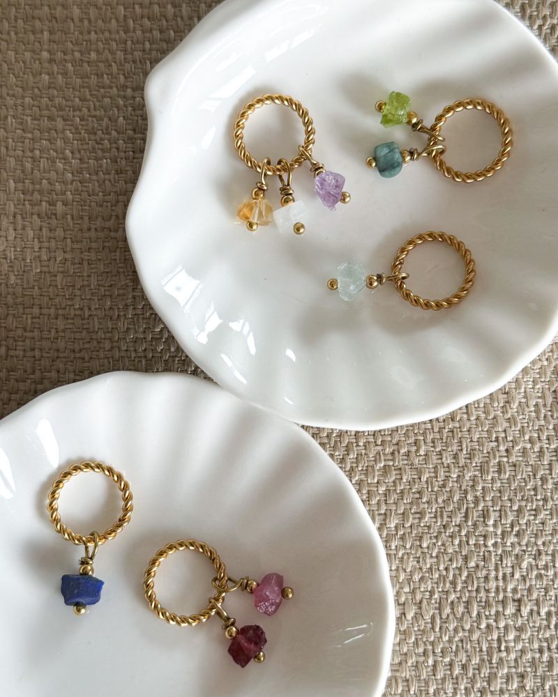 Losse geboortesteen hanger met 1, 2 of 3 geboortestenen | Stainless steel