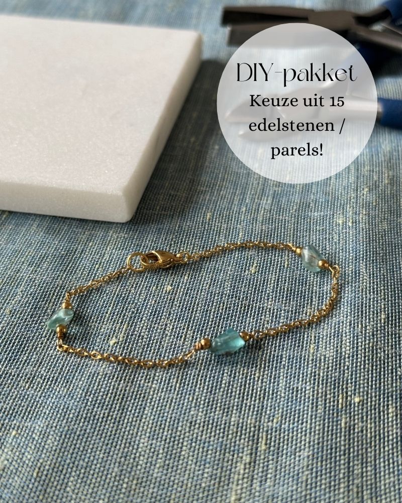 Zelf een armband maken | Met 3 edelstenen of parels | DIY-pakket