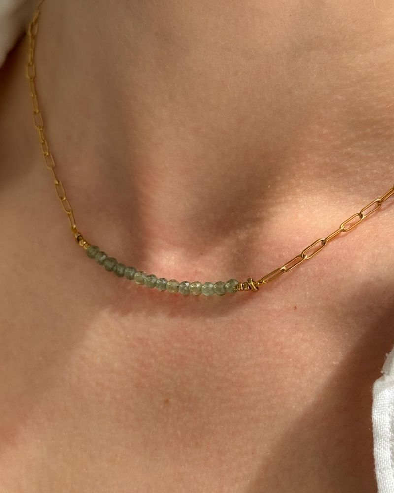 Groene Apatiet ketting goud