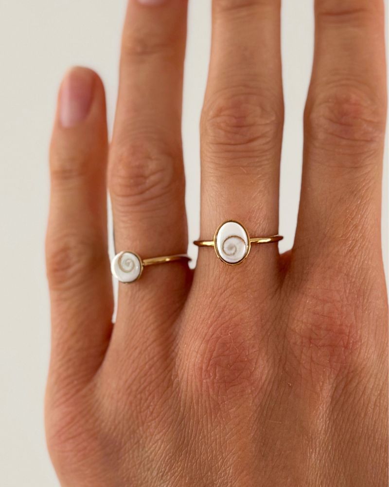 Schelp ring met Shiva eye Goud stainless steel