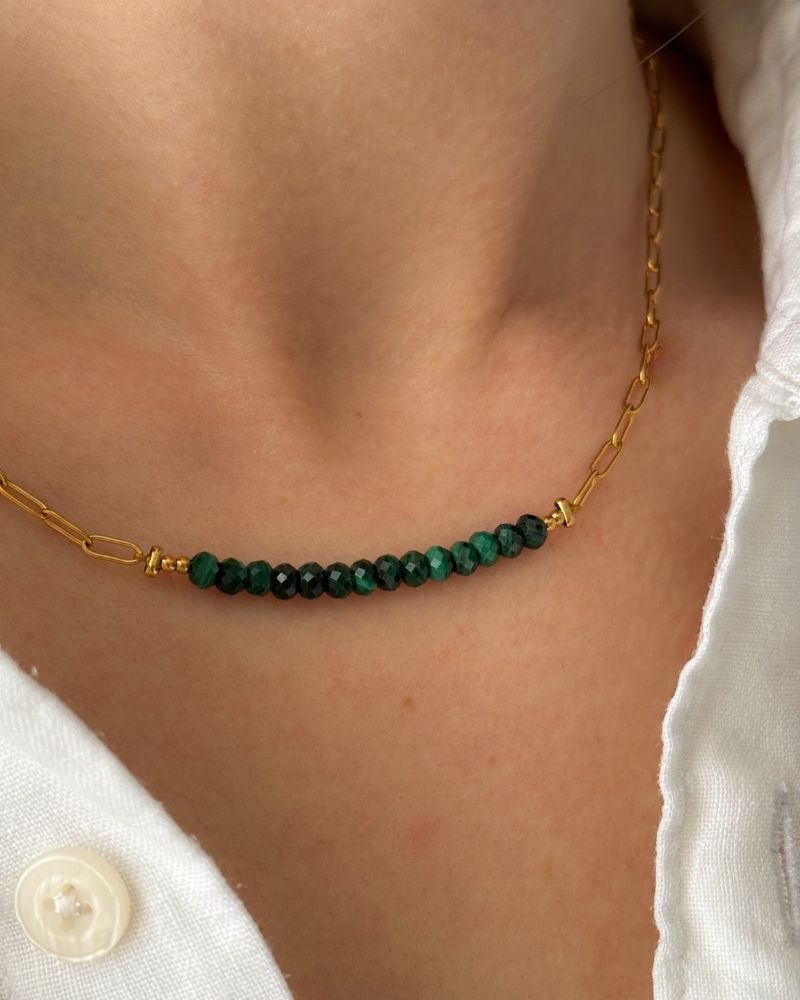 Malachiet ketting goud