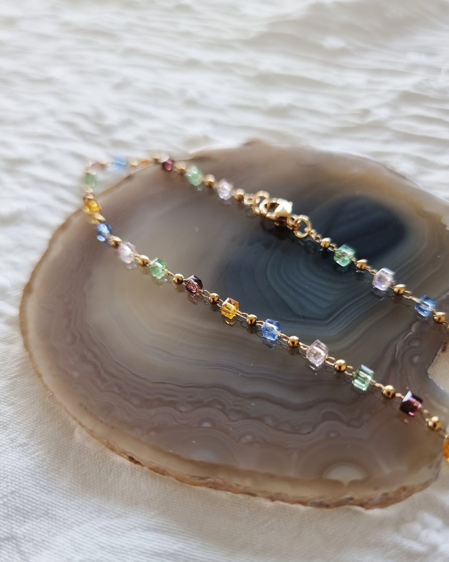 Kleurrijk rvs enkelbandje | Goud stainless steel