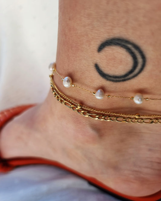 Gouden rvs enkelbandje met bolletjes | Stainless steel