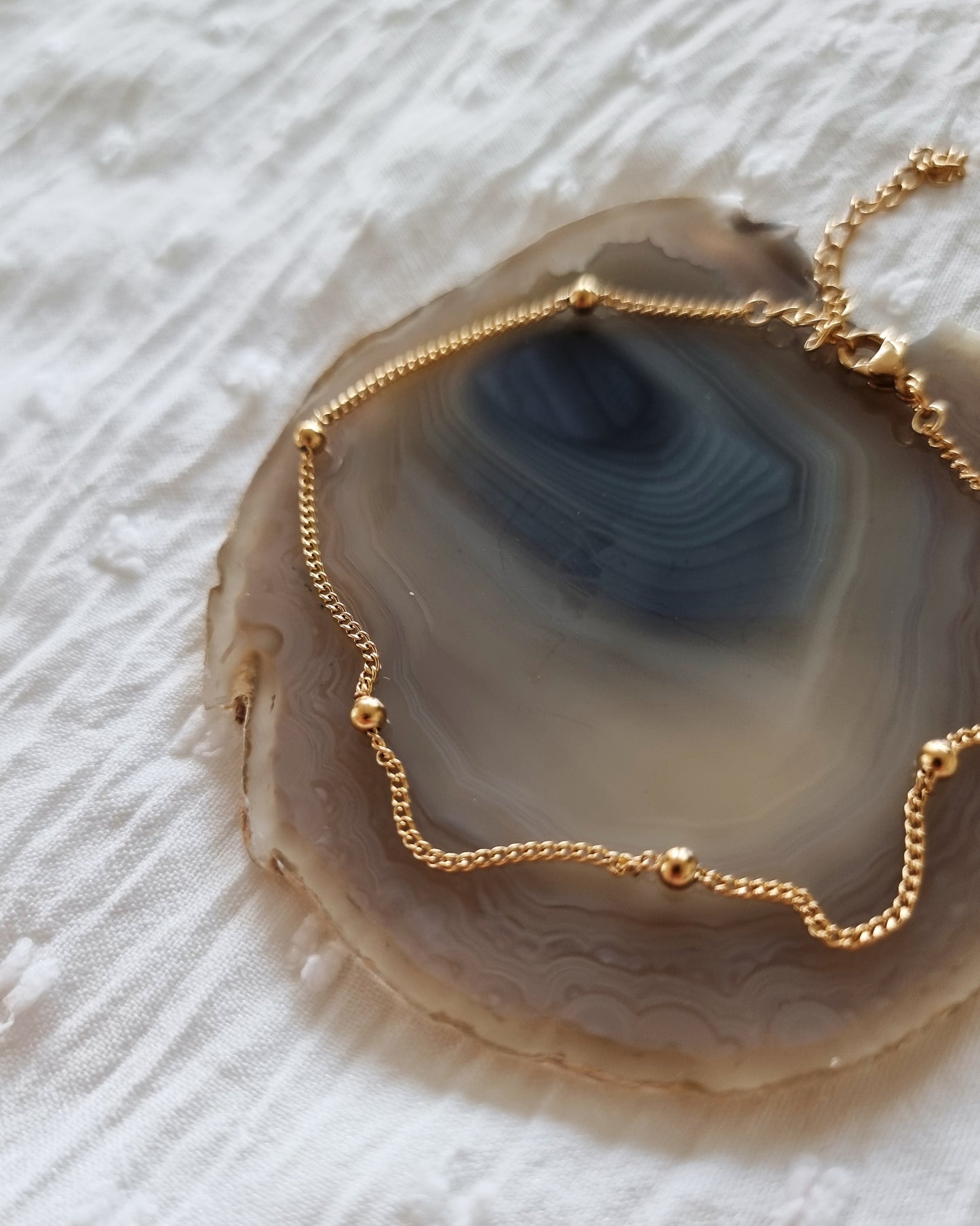 Gouden rvs enkelbandje met bolletjes | Stainless steel