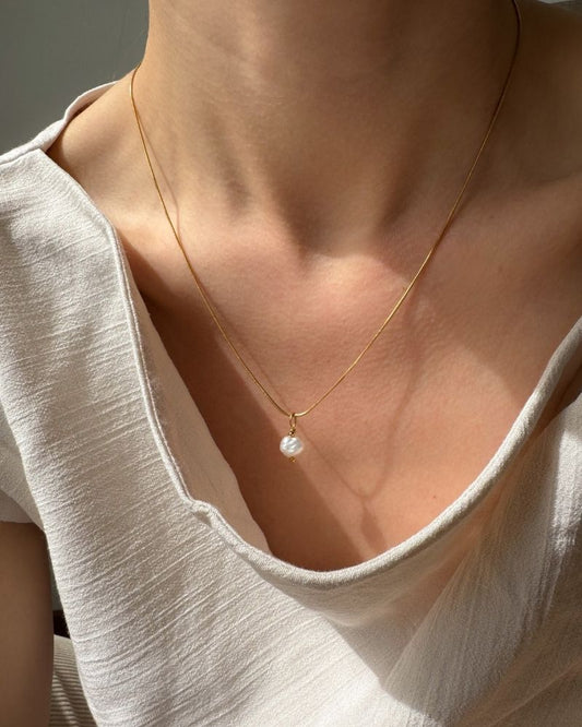 stainless steel ketting met parel