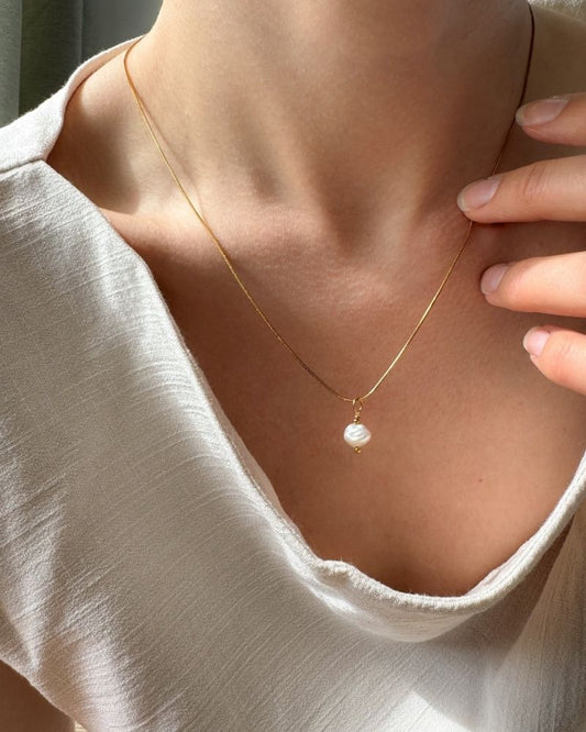 ketting met pareltje hanger rvs stainless