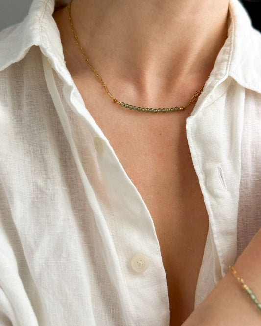 gouden ketting met apatiet edelstenen