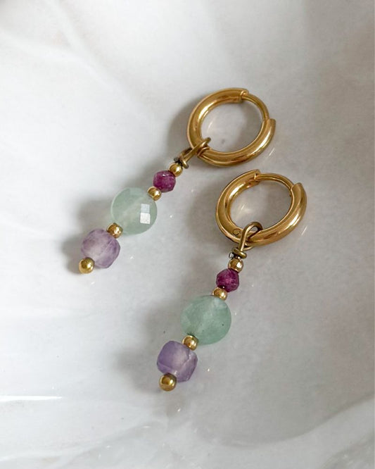 gouden edelsteen oorbellen stainless steel