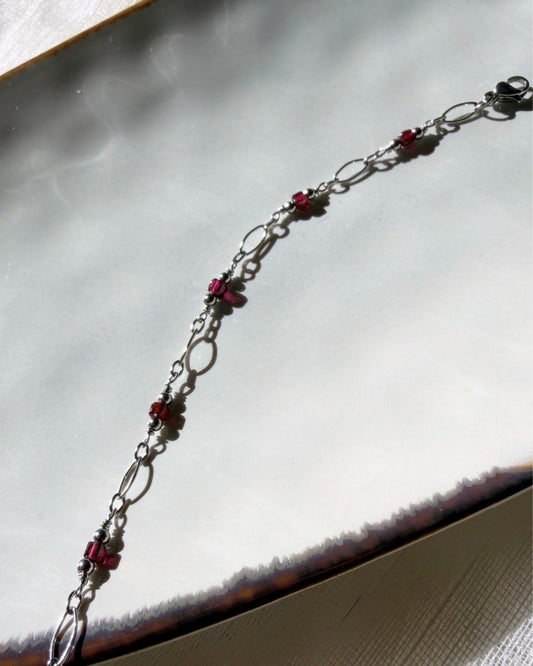 zilveren granaatsteen armband