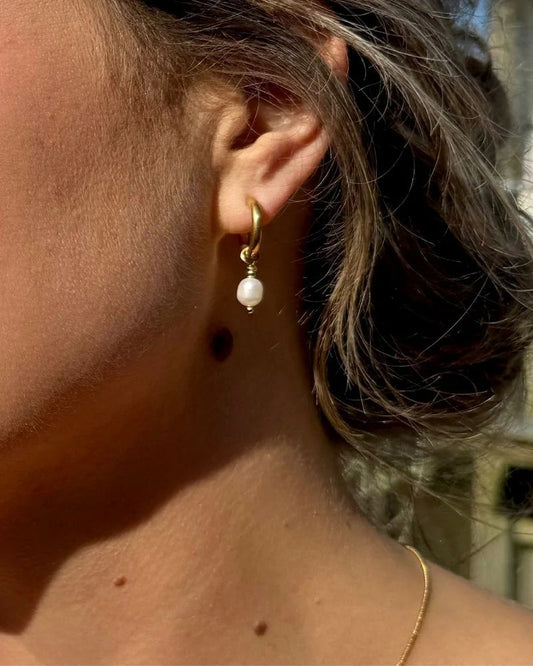 gouden oorbellen met parel stainless