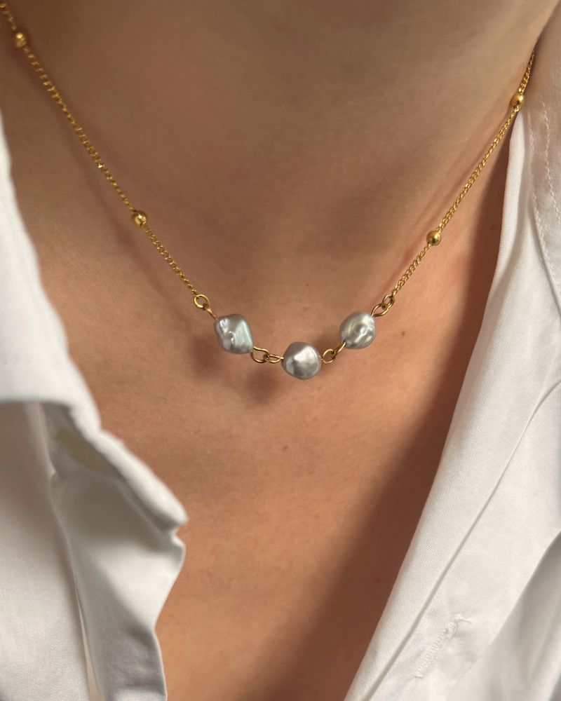 stainless steel ketting met parels