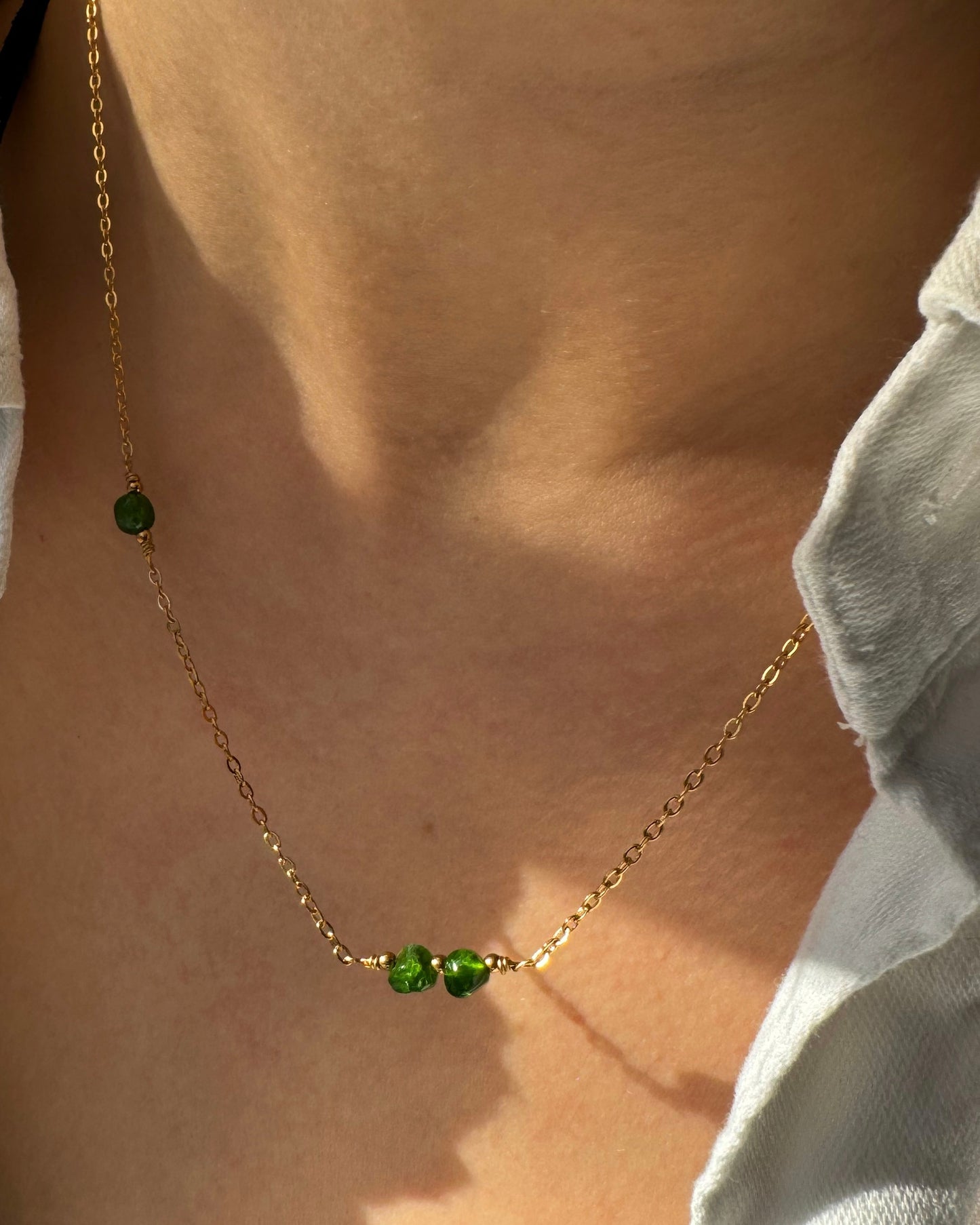 Demi | Gouden ketting met Diopsiet edelstenen | Stainless steel