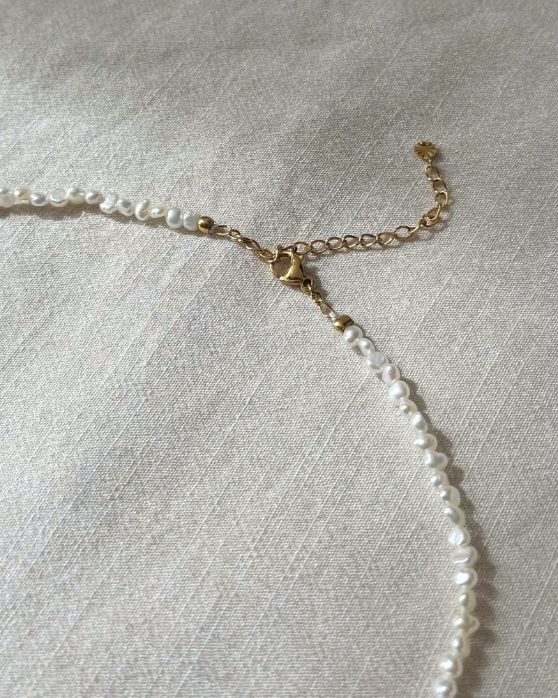 Onda | Echte parel ketting | Zoetwaterparel ketting goud