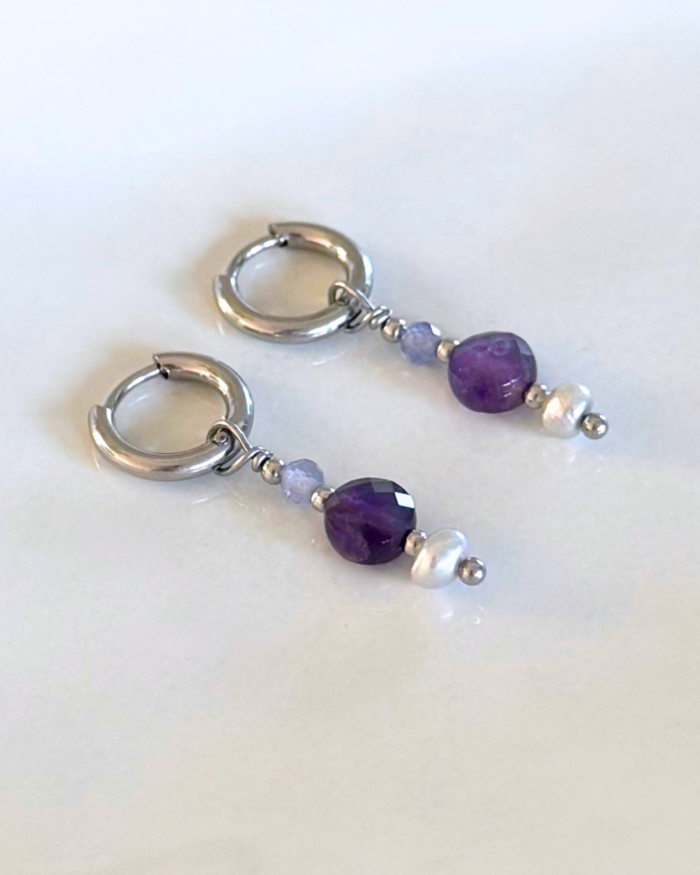 zilver rvs oorbellen met hangers