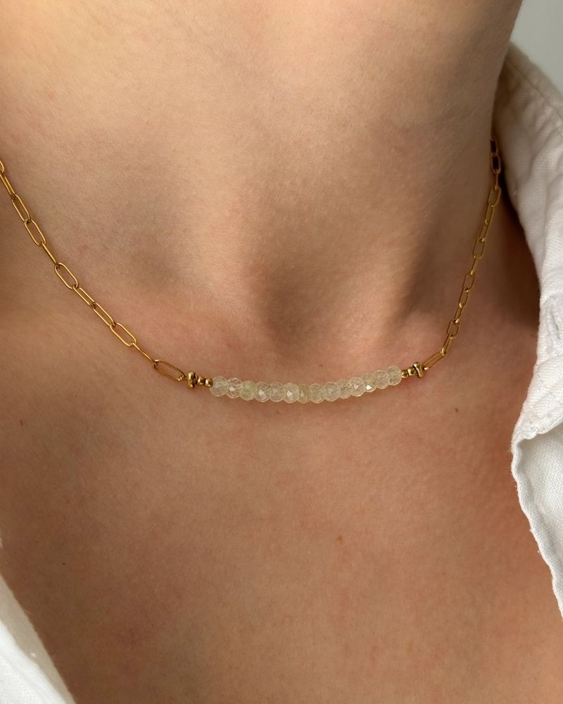 Prehniet ketting | Goud stainless steel