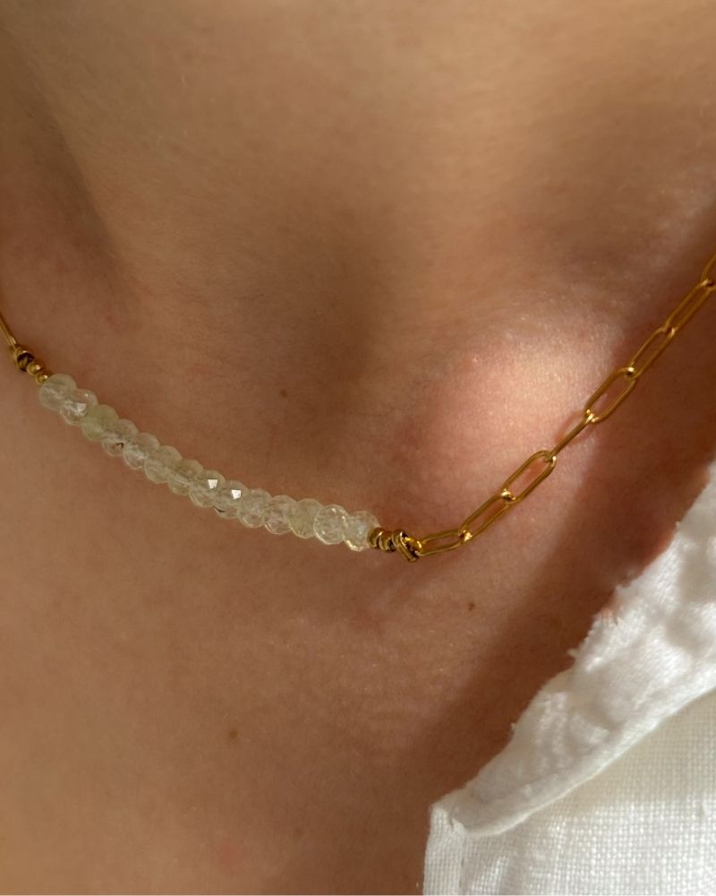Prehniet ketting | Goud stainless steel