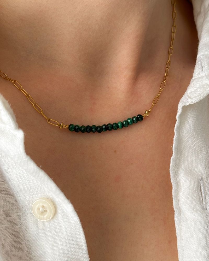 Malachiet ketting | Goud stainless steel
