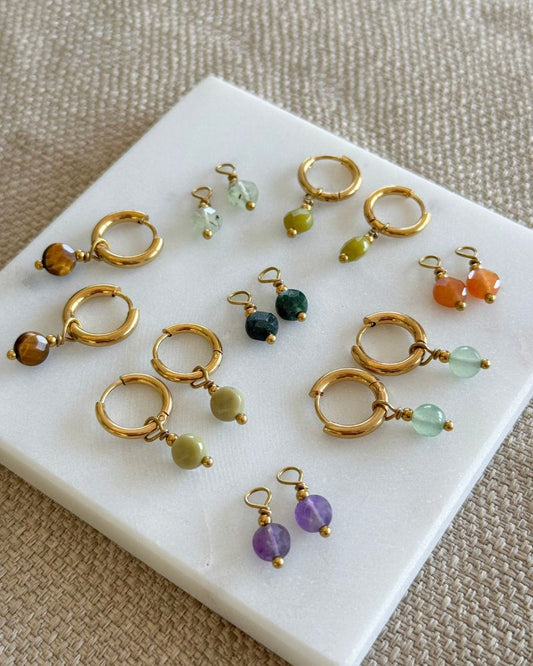 Losse hangertjes voor oorbellen | Goud stainless steel & edelstenen