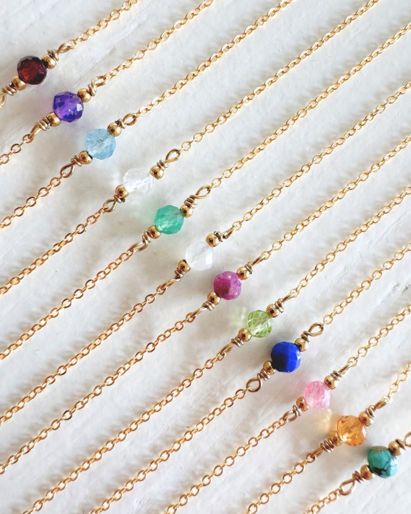 Gouden geboortesteen armband | Echte birthstone edelstenen | Stainless steel