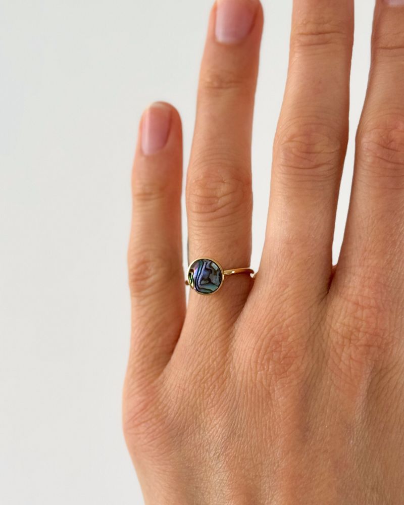 Verstelbare Abalone schelp ring | Goud stainless steel