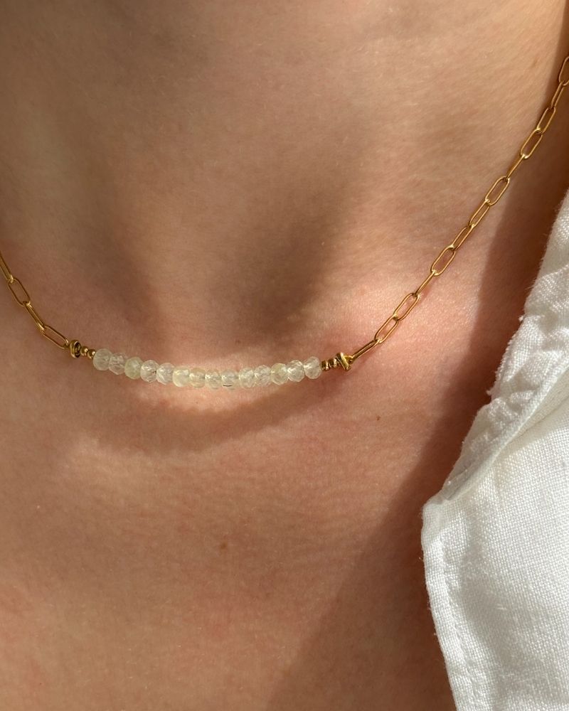 Prehniet ketting goud