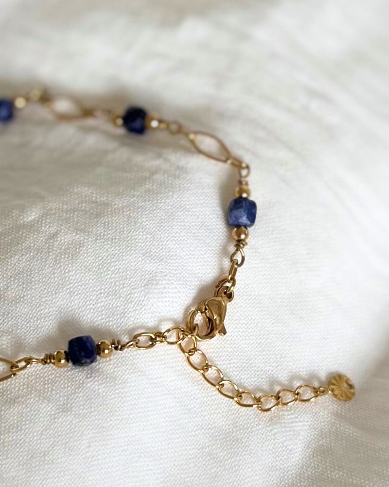 Indy | Gouden armband met blauwe stenen | Stainless steel