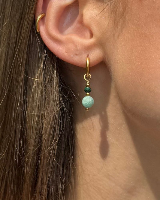 stainless steel edelsteen oorbellen goud