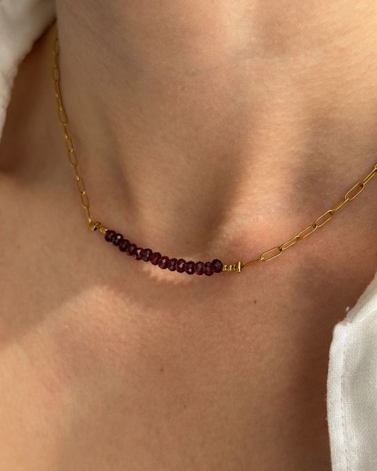 Granaatsteen ketting goud