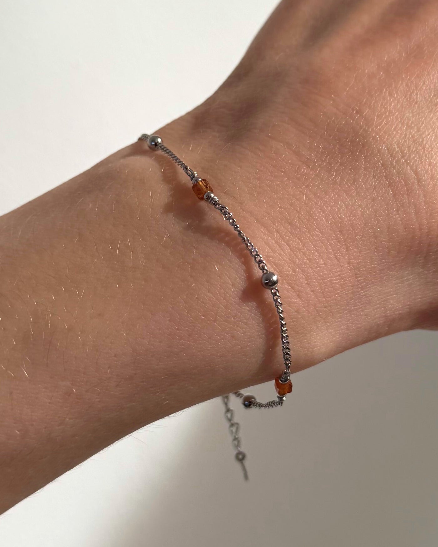 Sahara | Armband met oranje Granaatsteen | Zilver stainless steel