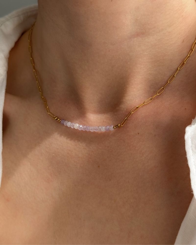 Lavendel Amethist ketting | Goud stainless steel