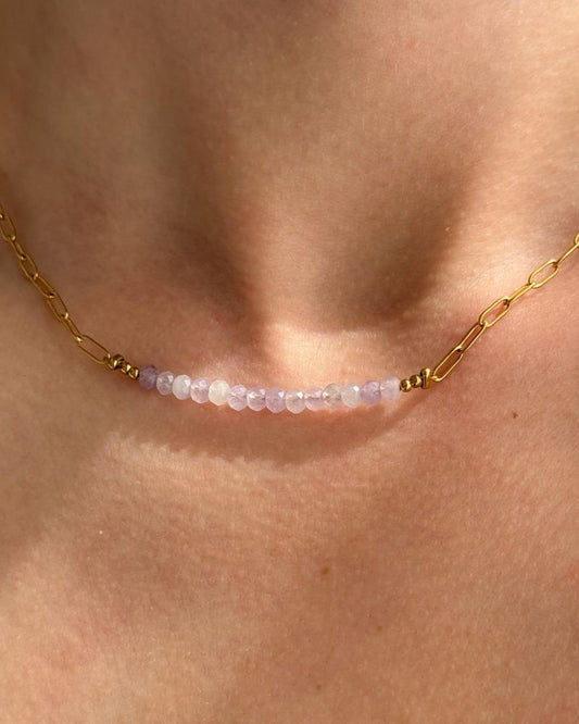 Lavendel Amethist ketting | Goud stainless steel