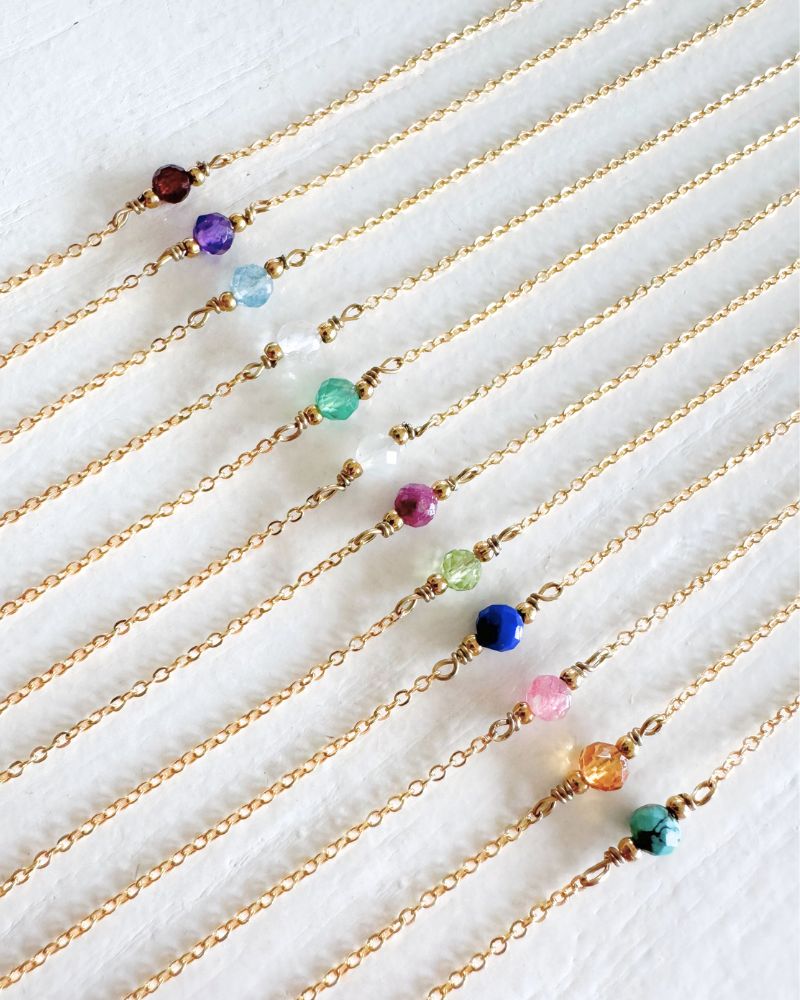 Gouden geboortesteen armband | Echte birthstone edelstenen | Stainless steel