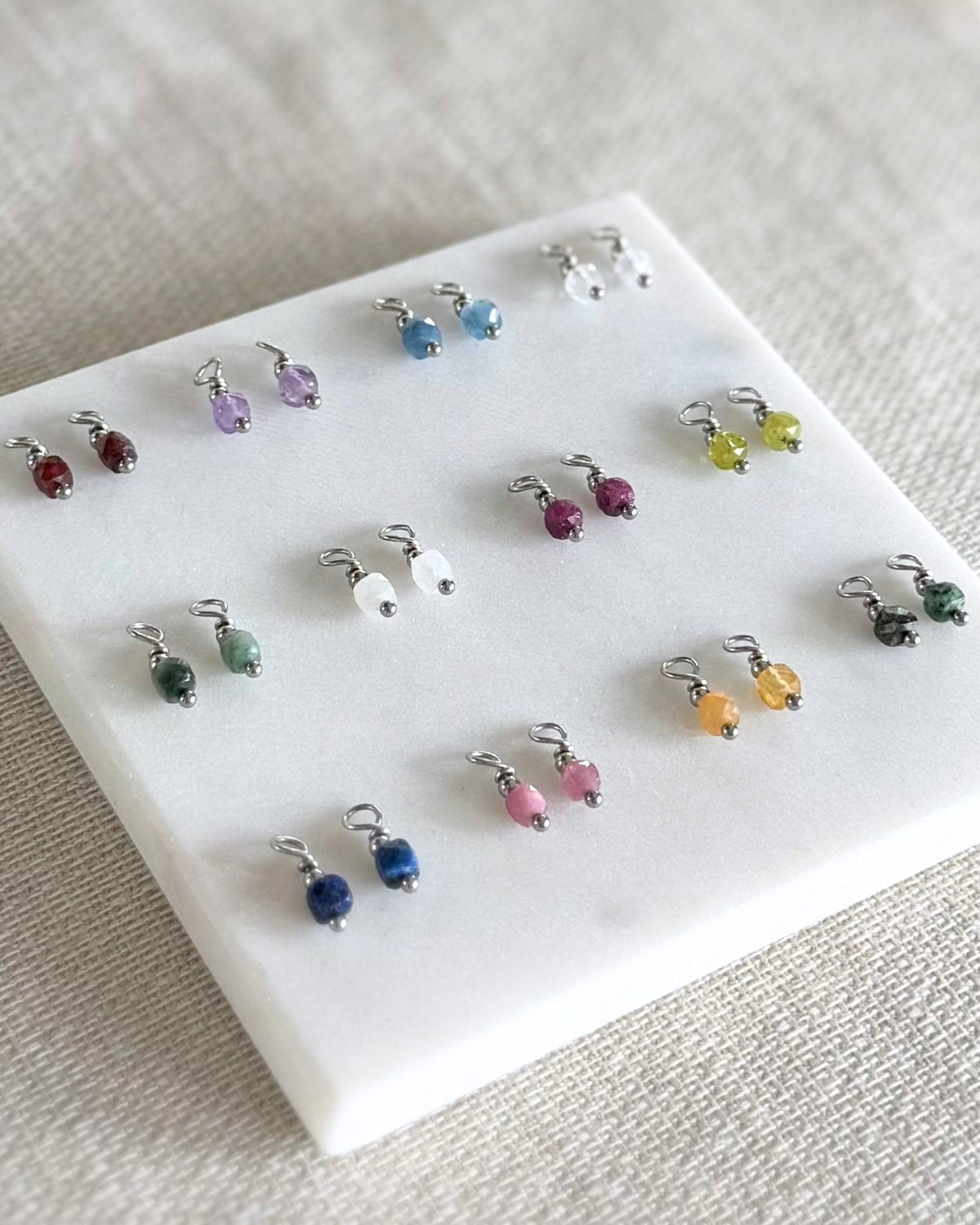 Oorbellen hangers met geboortesteen | Losse hangertjes | Zilver