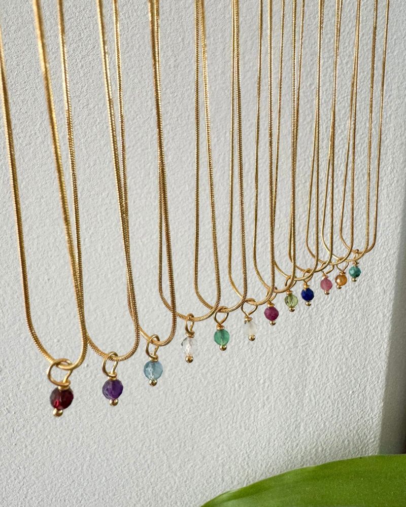 Ketting met geboortesteen | Goud stainless steel | Birthstone ketting
