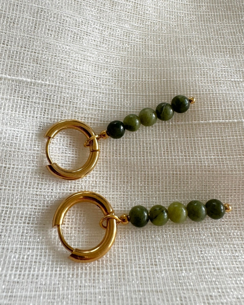 Anouk | Gouden oorbellen met Jade | Goud stainless steel