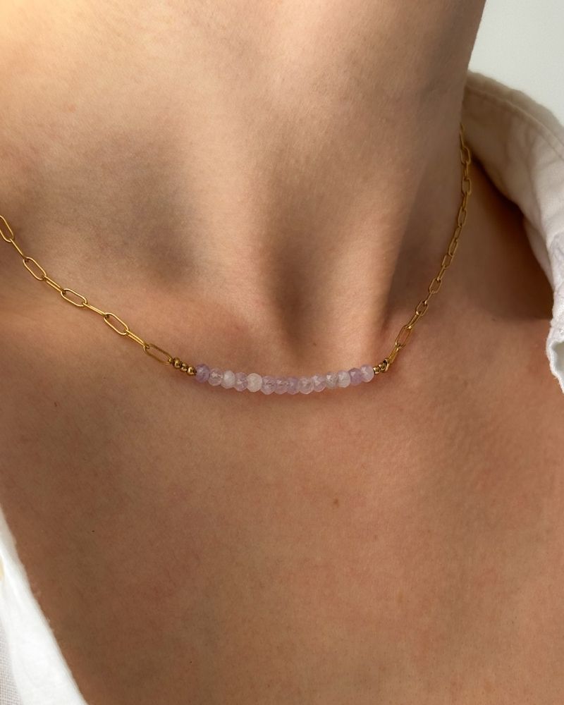 Lavendel Amethist ketting | Goud stainless steel