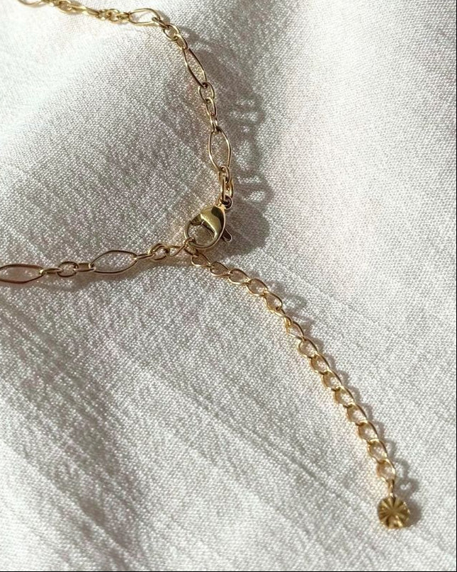 Maya | Granaatsteen ketting | Stainless steel choker met echte granaat