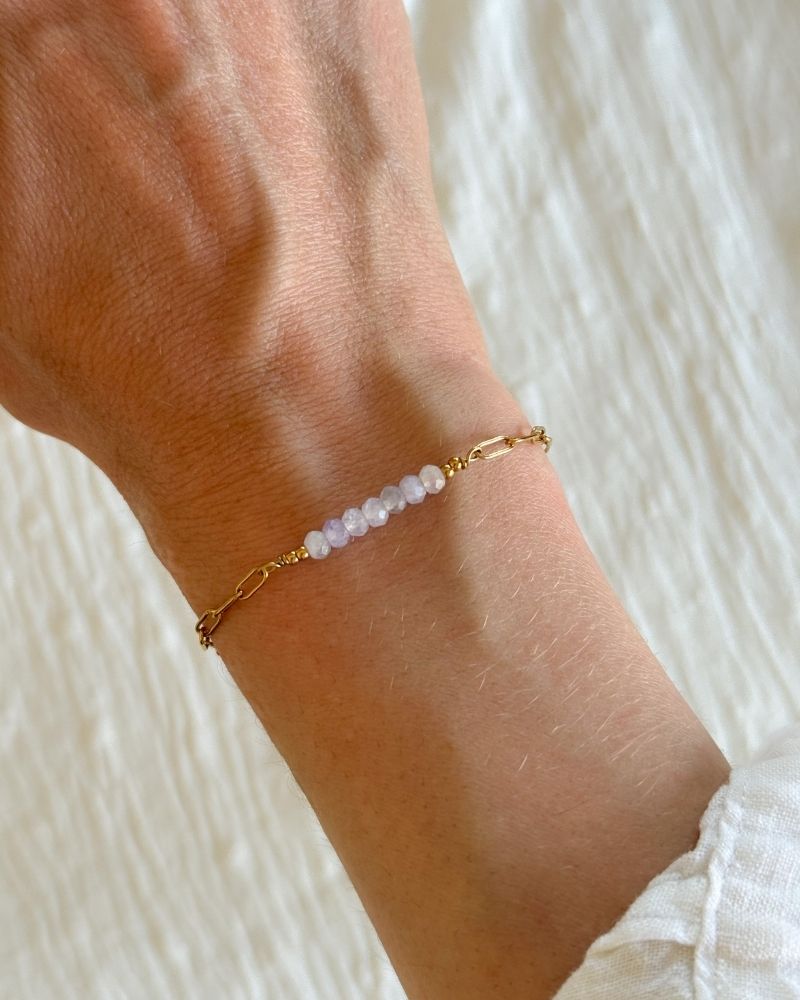 Lavendel Amethist armband | Goud stainless steel