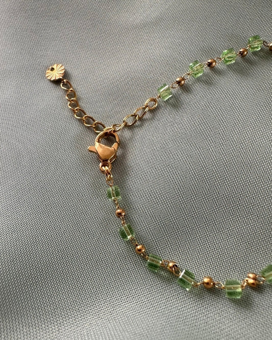 Ivy | Gouden armband met groene details | Goud stainless steel