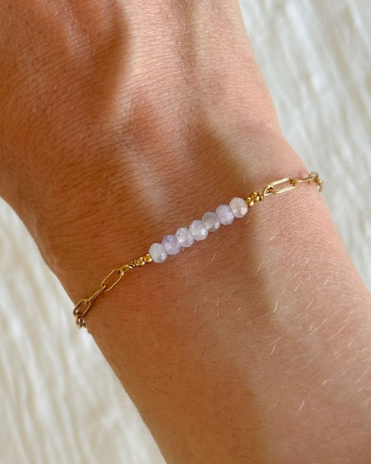 gouden armband met amethist stainless steel