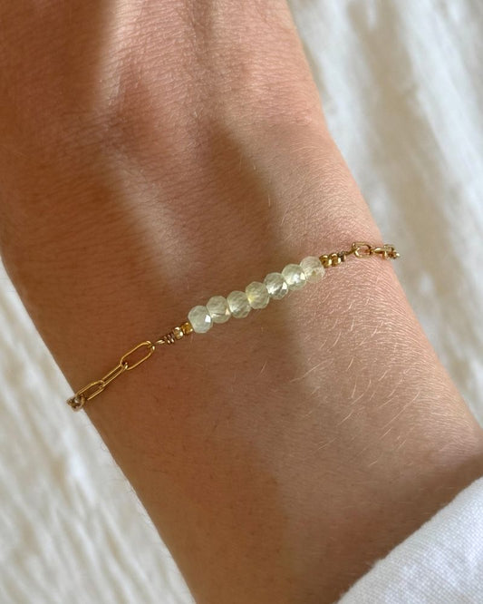 gouden armband met prehniet stainless steel